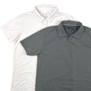 Porter & Ash Polo Shirt Bundle (2) Men's Large Grey White Preppy Performance EUC